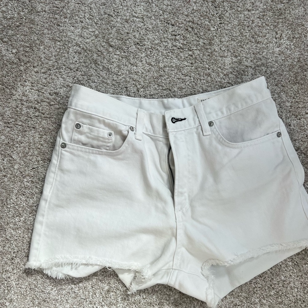 Rag & Bone White Jean Shorts Distressed Hem